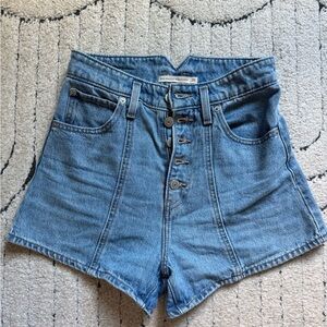 Levi's Blue High-Waisted Women Shorts